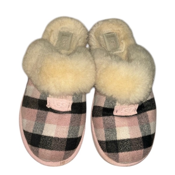 UGG Shoes - UGG pink plaid flannel slippers size 10